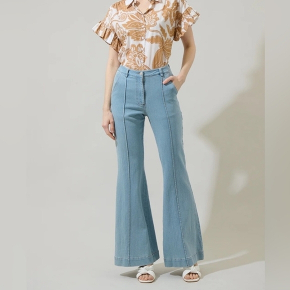 Carlie Flare Denim Pants Nwot Size Small - Picture 3 of 5